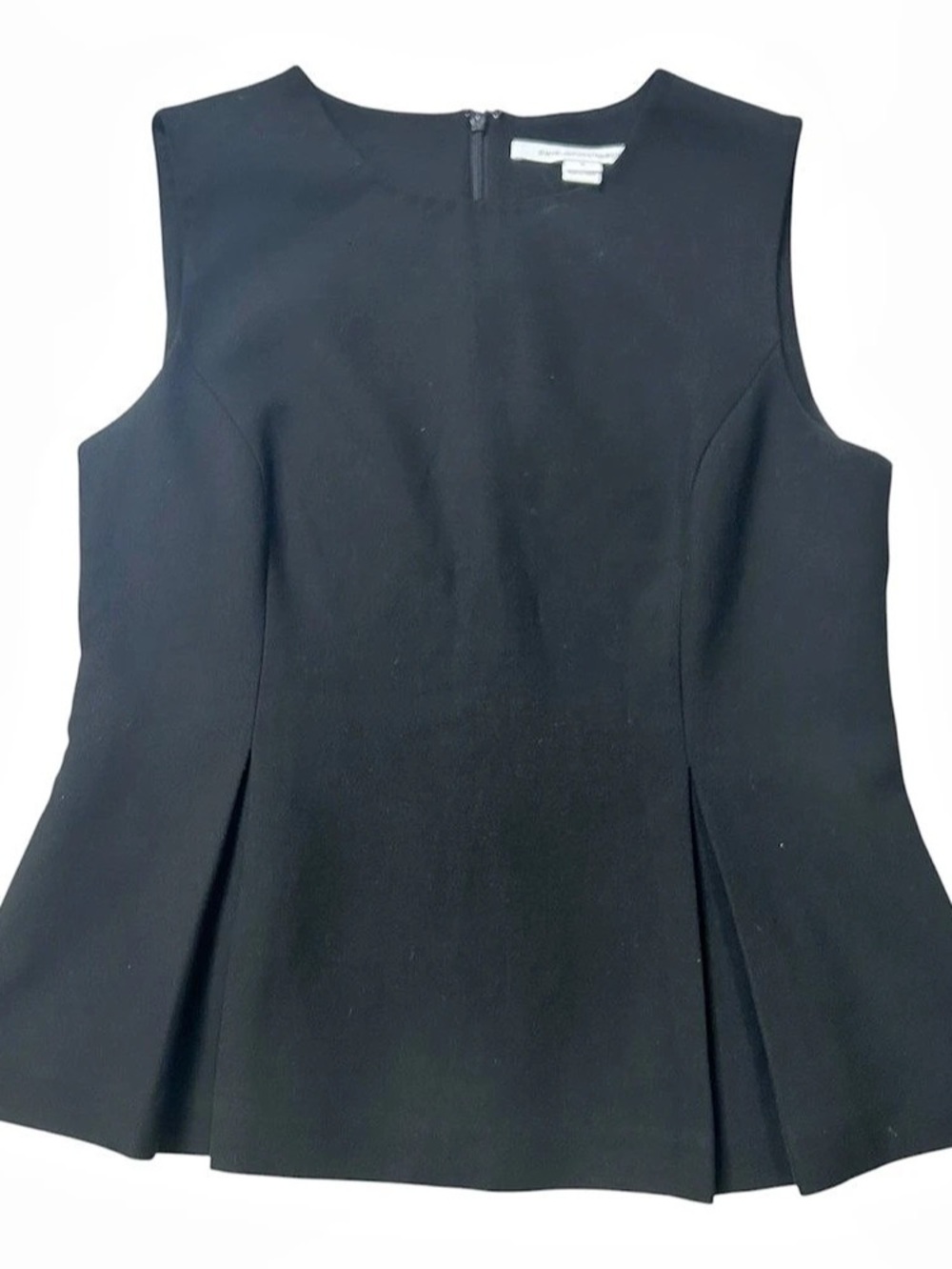 Diane von Furstenberg Black Pleated Peplum Top